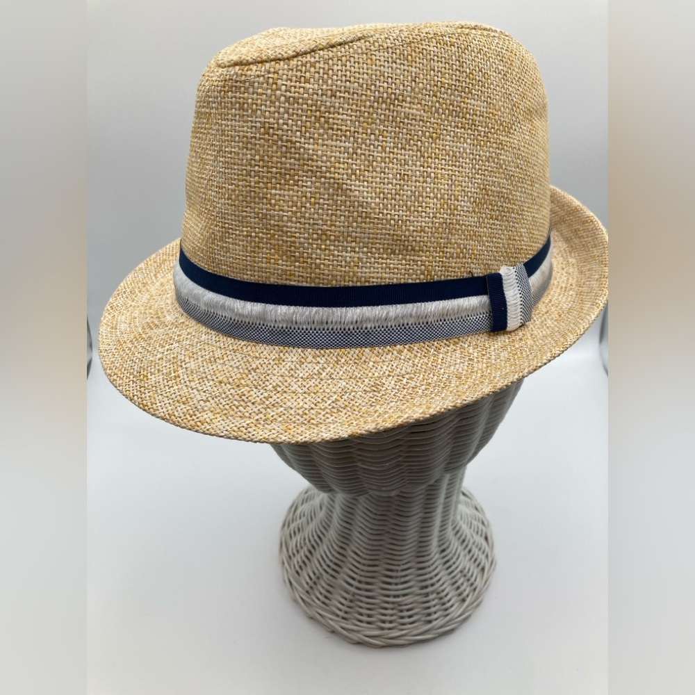 NEW Men’s Dockers Striped Band Straw Fedora Hat Tan Size Small / Medium